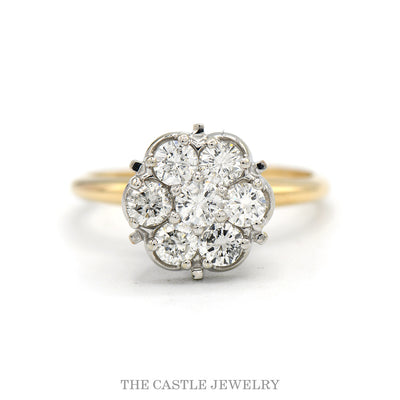 7 Round 1cttw Diamond Cluster Ring in 14k Yellow Gold