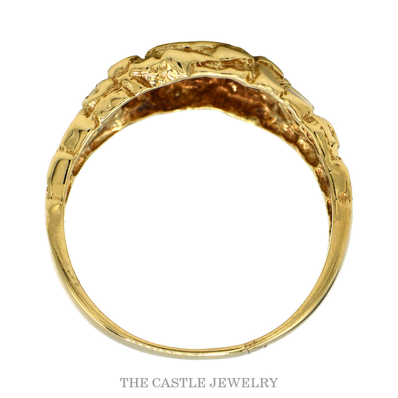 Front-facing view of the 10k yellow gold initial S ring