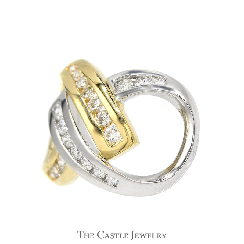 1/2cttw Channel Set Diamond Infinity Slide Pendant in Two Tone 14k White & Yellow Gold