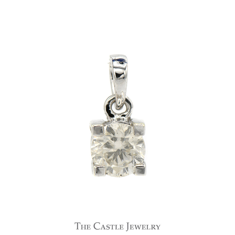 .80ct Round Diamond Solitaire Pendant in 10k White Gold Basket Mount