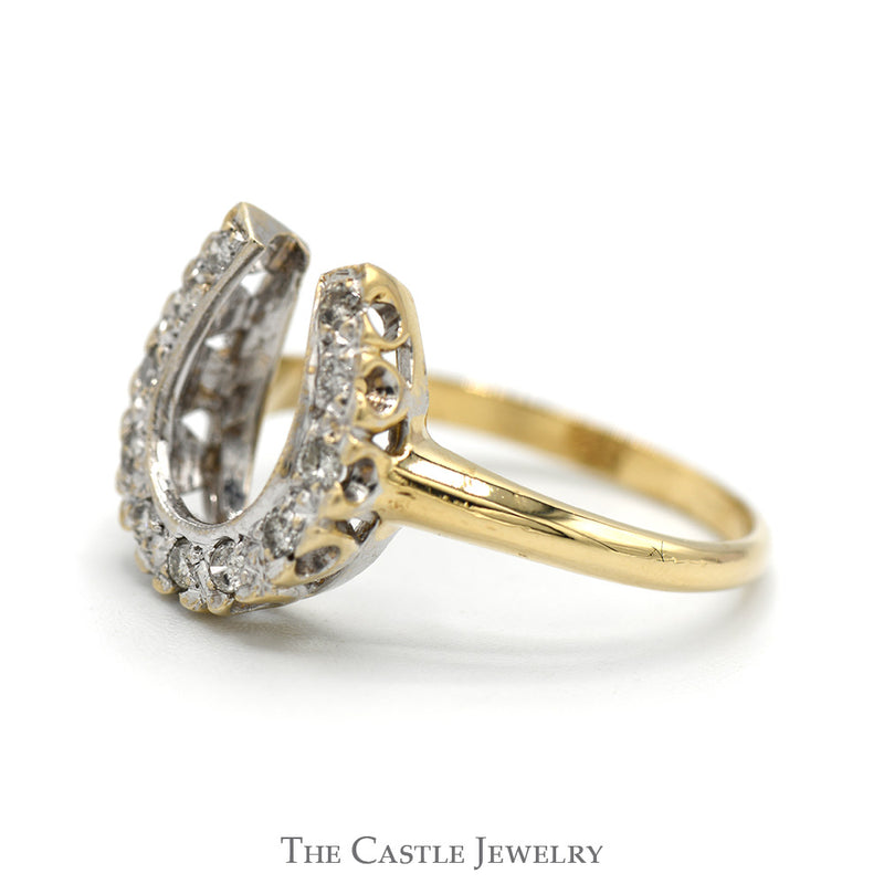 1/4cttw Round Brilliant Cut Diamond Horseshoe Ring in 10k Yellow Gold