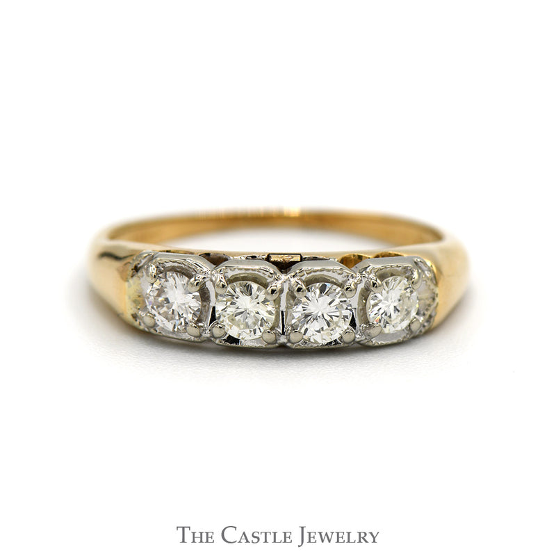1/4cttw 4 Round Diamond Wedding Band in 10k Yellow Gold
