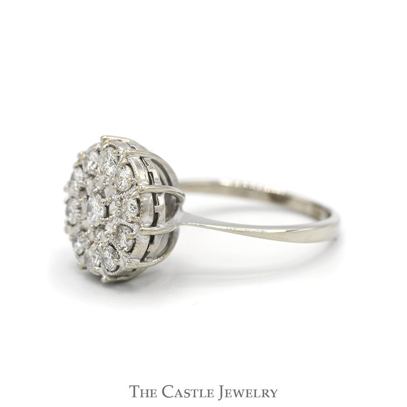 Round Shaped 3/4cttw Diamond Cluster Ring in 14k White Gold