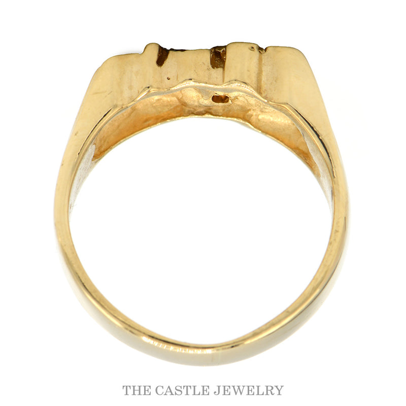 Textured Nugget Style Ring with Diamond Accent in 14k Yellow Gold