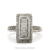 10K White Gold 1/2cttw Round Baguette Diamond Cluster Rectangle Halo Ring