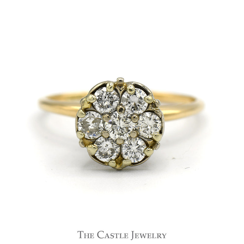 7 Round Brilliant Cut 1cttw Diamond Cluster Ring in 10k Yellow Gold