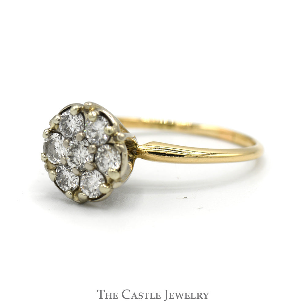 7 Round Brilliant Cut 1cttw Diamond Cluster Ring in 10k Yellow Gold