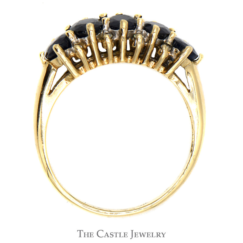 5 Oval Sapphire Band with Diamond Accents in 10k Yellow Gold