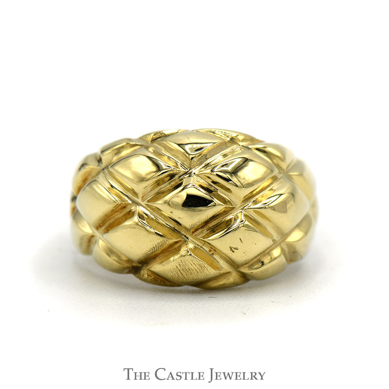 Dome Ring With Pattern In 10KT Yellow Gold