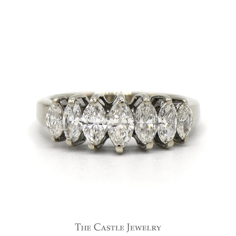 1cttw 7 Marquise Cut Diamond Band in 14k White Gold