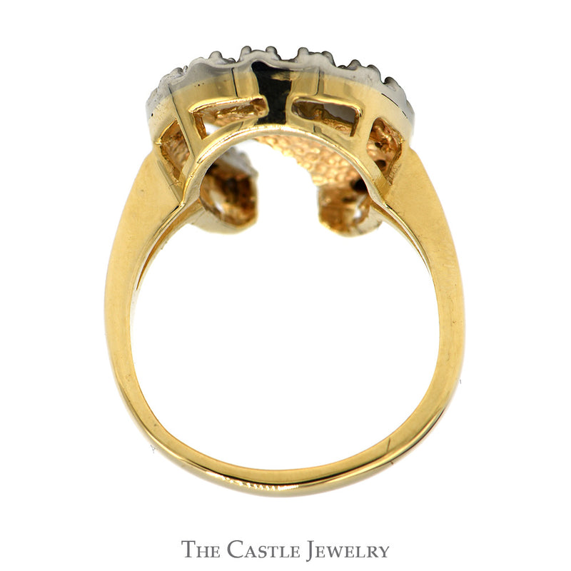 1/4cttw Round Diamond Horseshoe Ring with Horse Head in 14k Yellow Gold