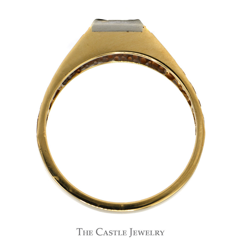 .10ct Diamond Solitaire Ring with Open Leaf Designed Sides in 10k Yellow Gold