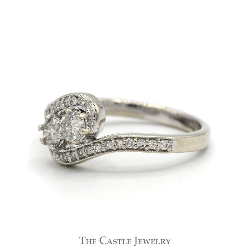 1/2cttw Double Diamond True Love/Best Friend Ring in 14k White Gold