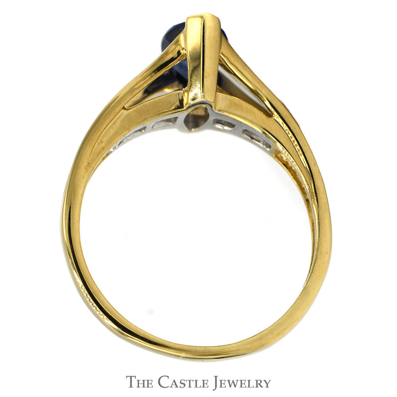 Marquise Cut Tanzanite Ring with Channel Set Diamond Accents in 10k Yellow Gold