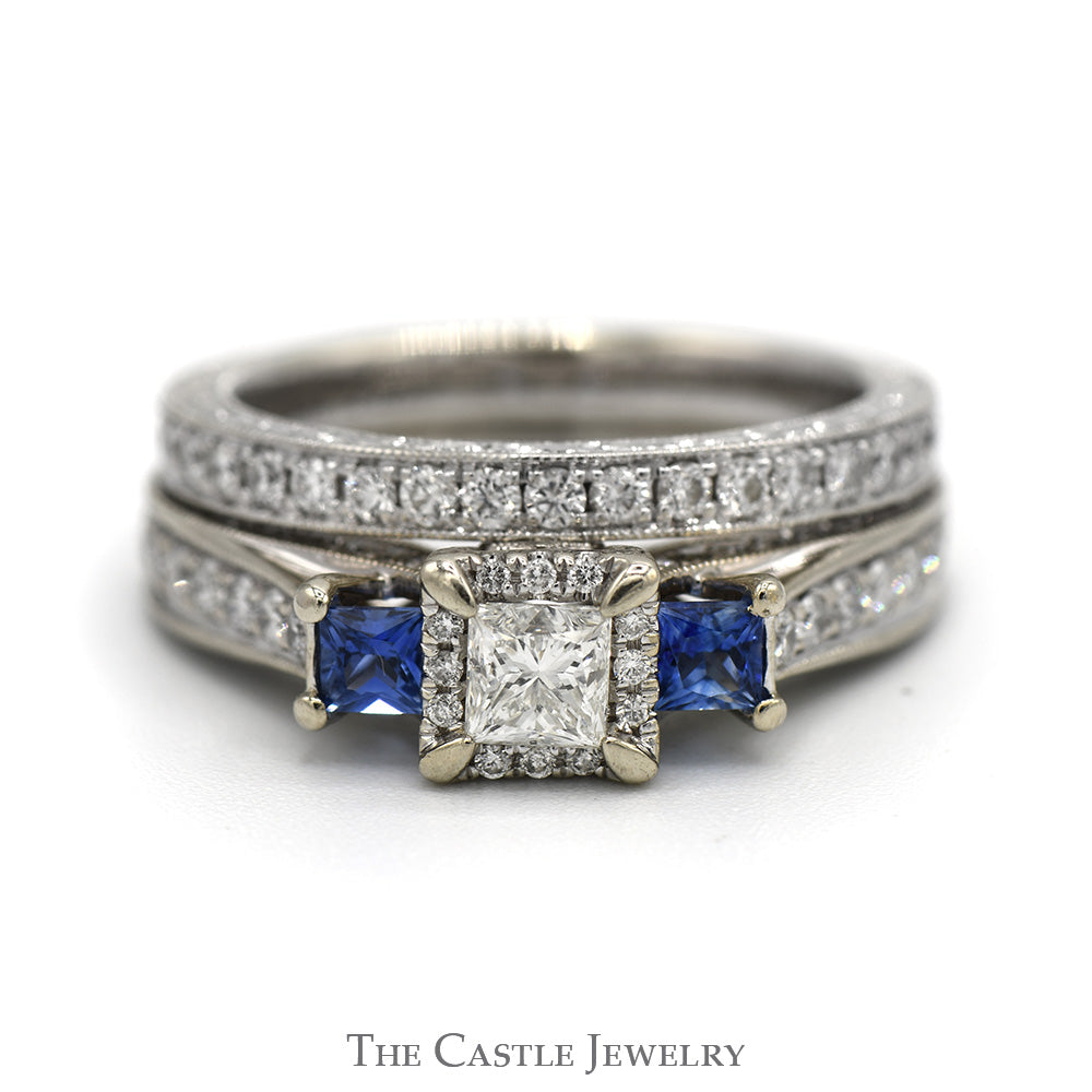 Princess Cut Diamond Neil Lane Designer Bridal Set with