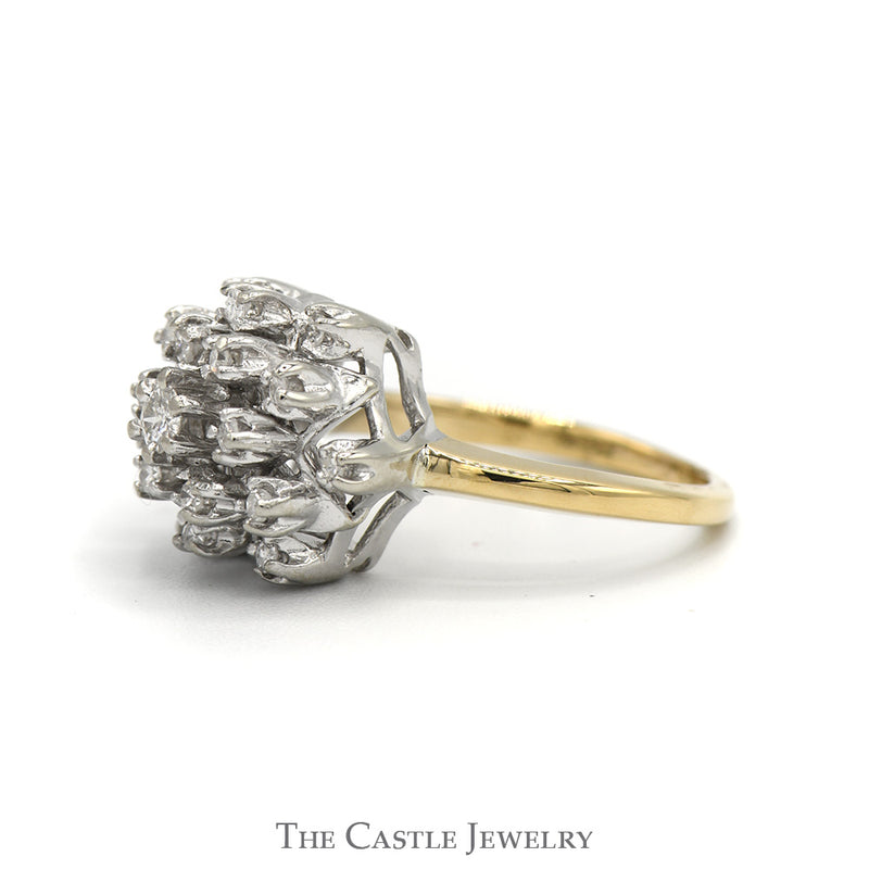 Starburst .35cttw Diamond Cluster Ring in 14k Yellow Gold