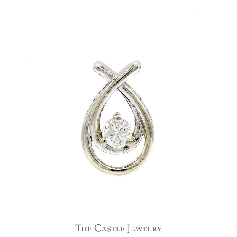 1/2ct Round Diamond Solitaire Love Knot Pendant in 14k White Gold