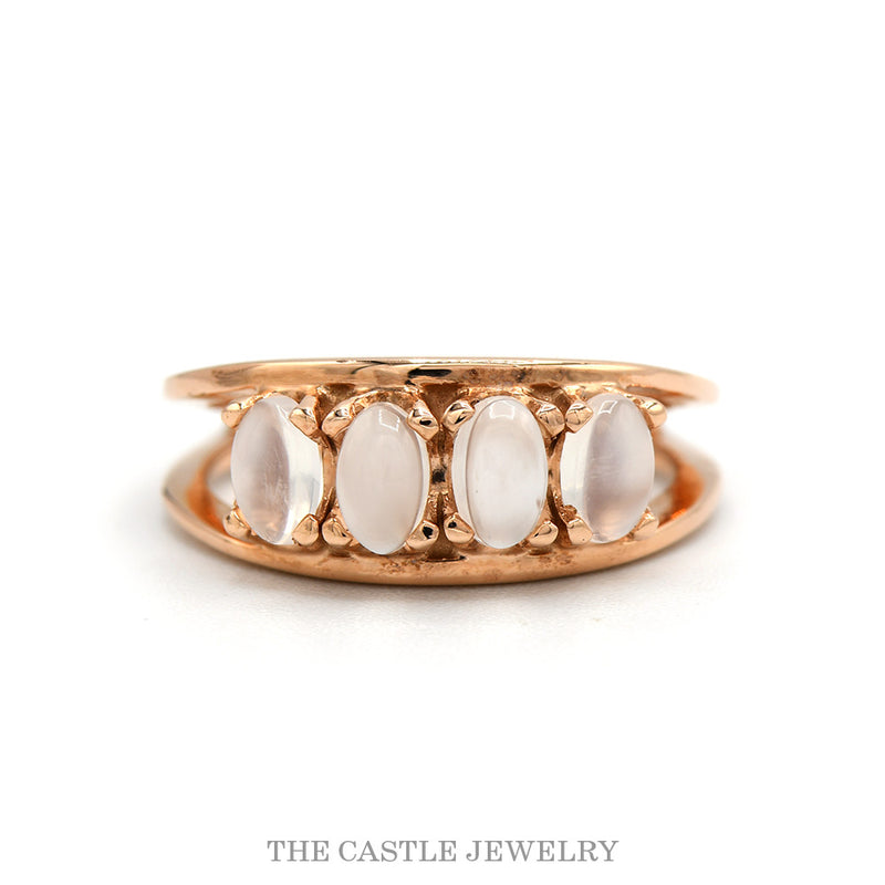 14K Rose Gold 5 Oval Moonstone Split Shank Ring
