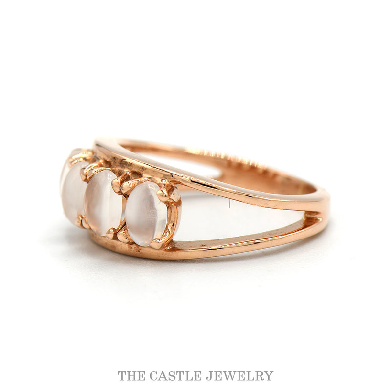 14K Rose Gold 5 Oval Moonstone Split Shank Ring