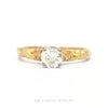0.60ct Round Brilliant Diamond Solitaire with Carved Tri-Color Leaf Shank in 14k Gold