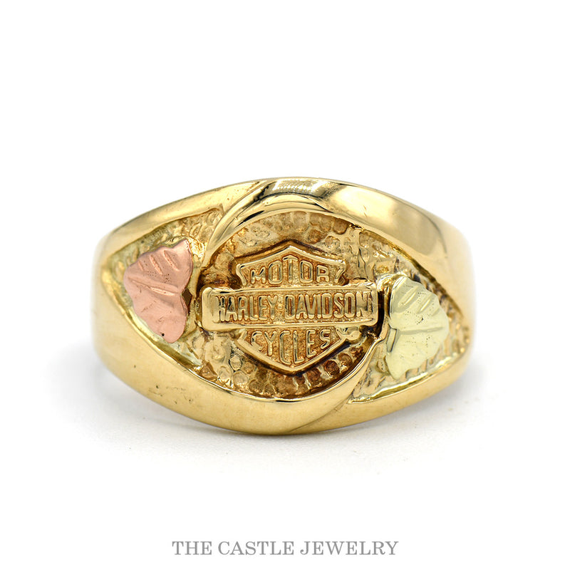10k two-tone men's Harley-Davidson Bar and Shield ring — top view