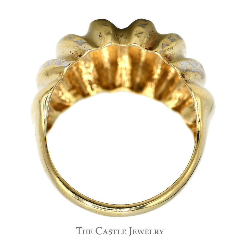 Dome Ring With Diamond Cut Design In 10 KT Yellow Gold