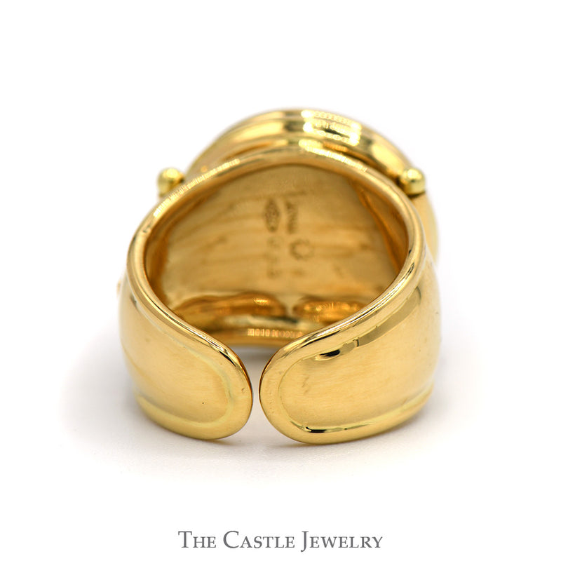 Round Turquoise Cuff Ring in 18k Yellow Gold