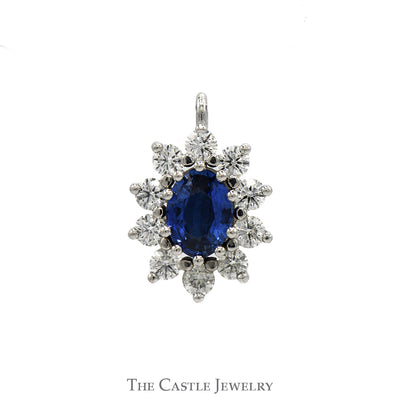 Oval Sapphire Pendant with .60cttw Diamond Halo in Platinum