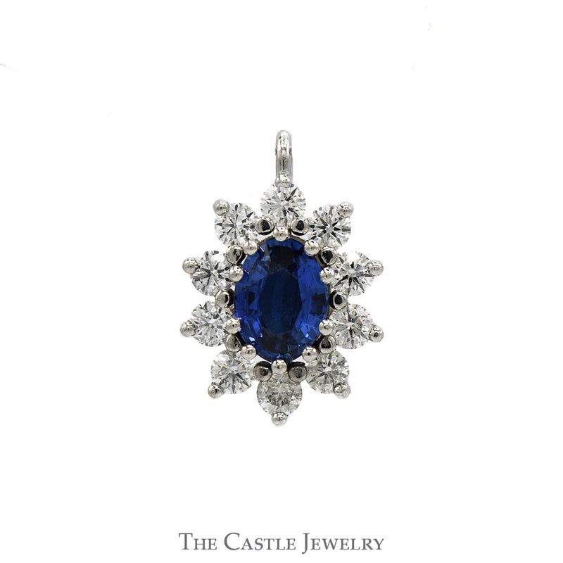 Oval Sapphire Pendant with .60cttw Diamond Halo in Platinum