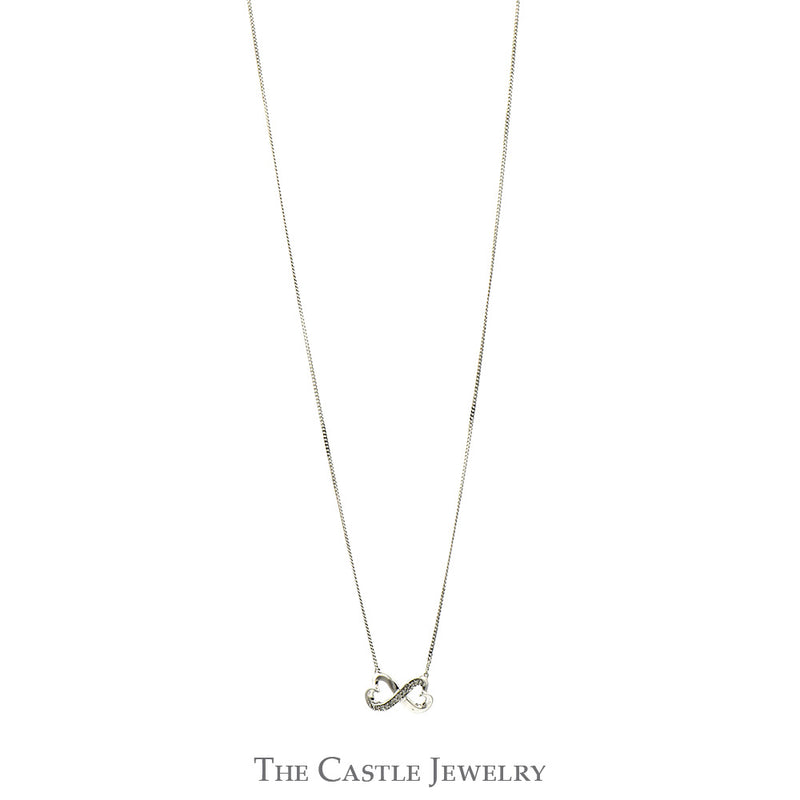 18 Inch Diamond Infinity Heart Necklace in 10k White Gold