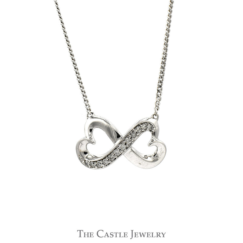 18 Inch Diamond Infinity Heart Necklace in 10k White Gold