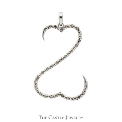 Double Open Heart Diamond Pendant in 10k White Gold