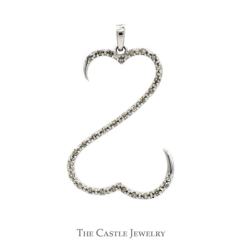 Double Open Heart Diamond Pendant in 10k White Gold