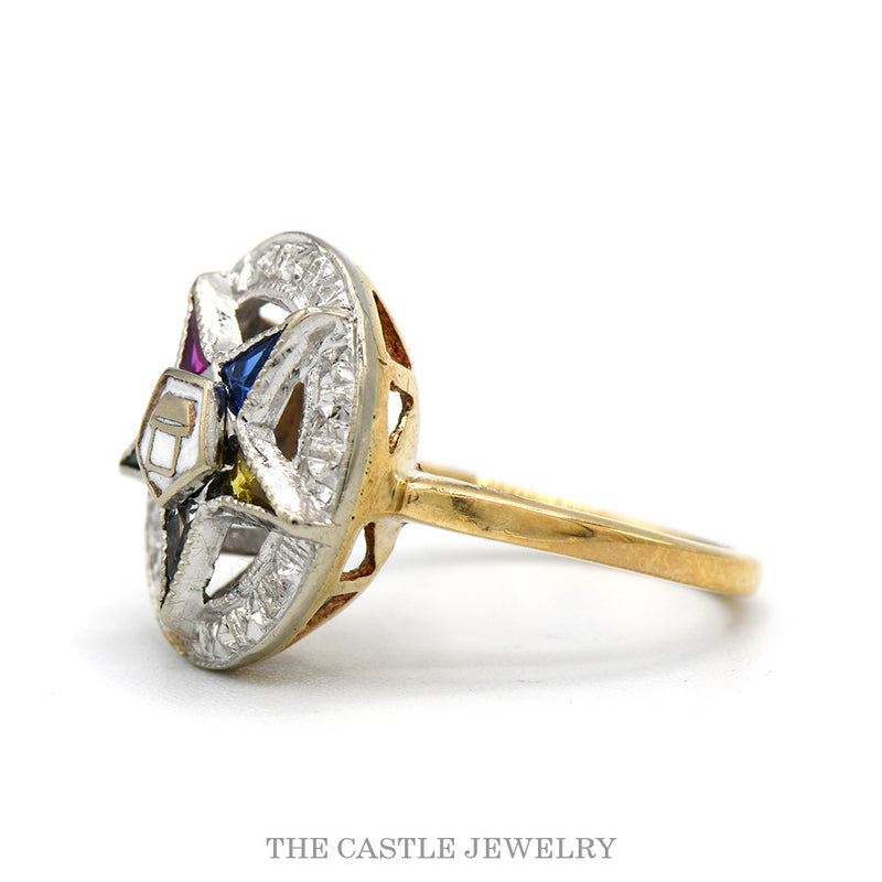Side profile of the 10k yellow gold OES antique ring