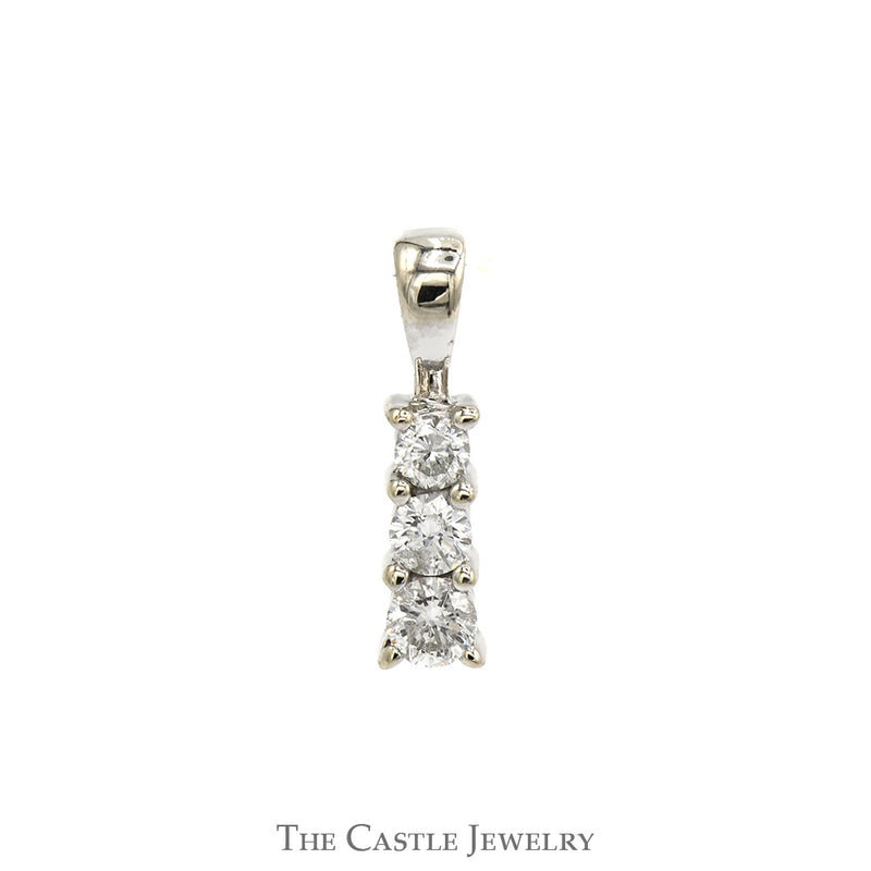 1/4cttw 3 Diamond Drop Pendant in 14k White Gold