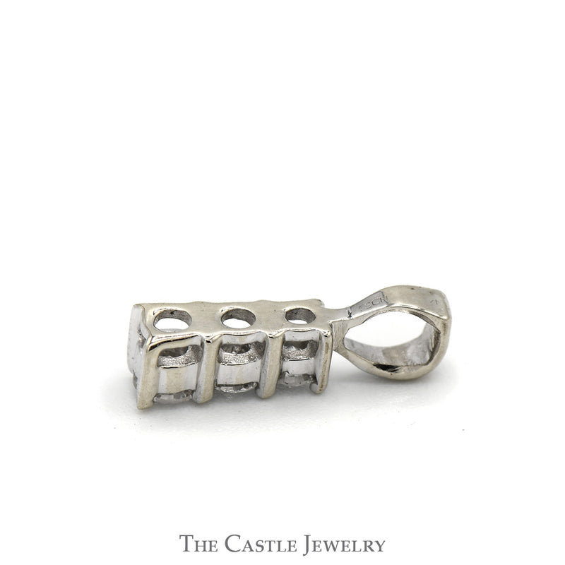 1/4cttw 3 Diamond Drop Pendant in 14k White Gold