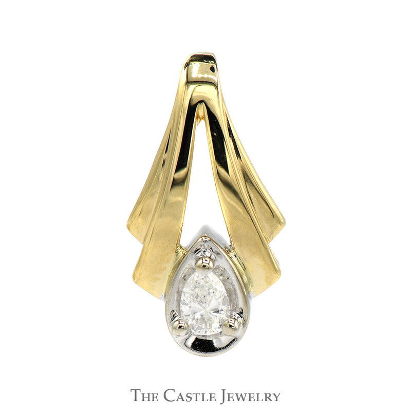 1/4ct Pear Cut Diamond Solitaire Pendant in Tapered 14k Yellow Gold Setting