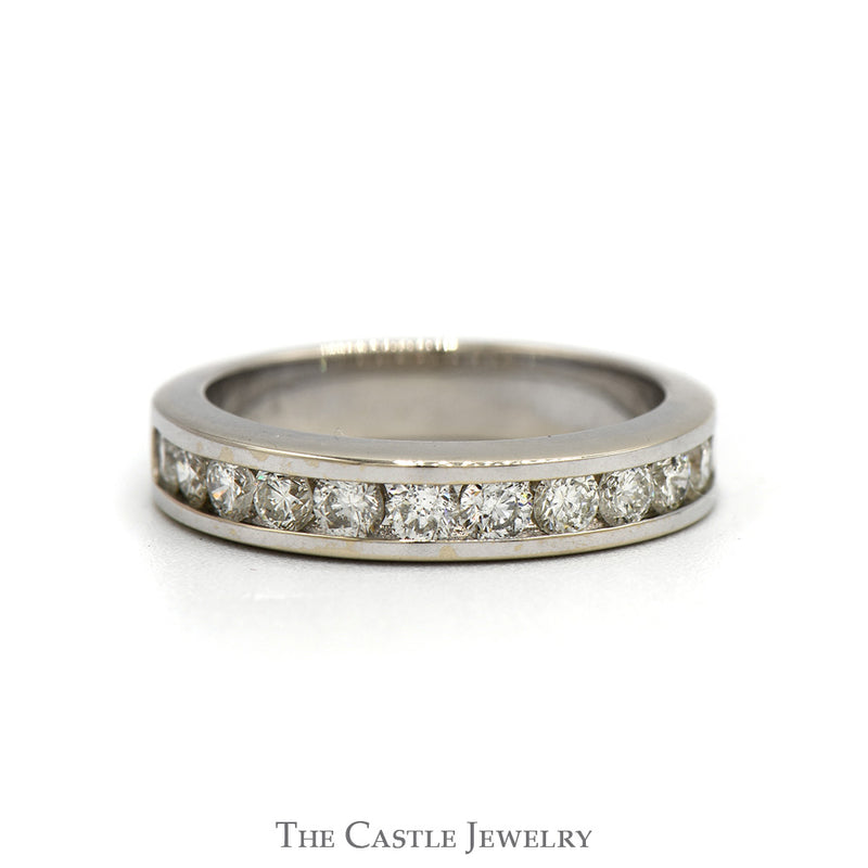 Channel Set .85cttw Round Diamond Wedding Band in 14k White Gold
