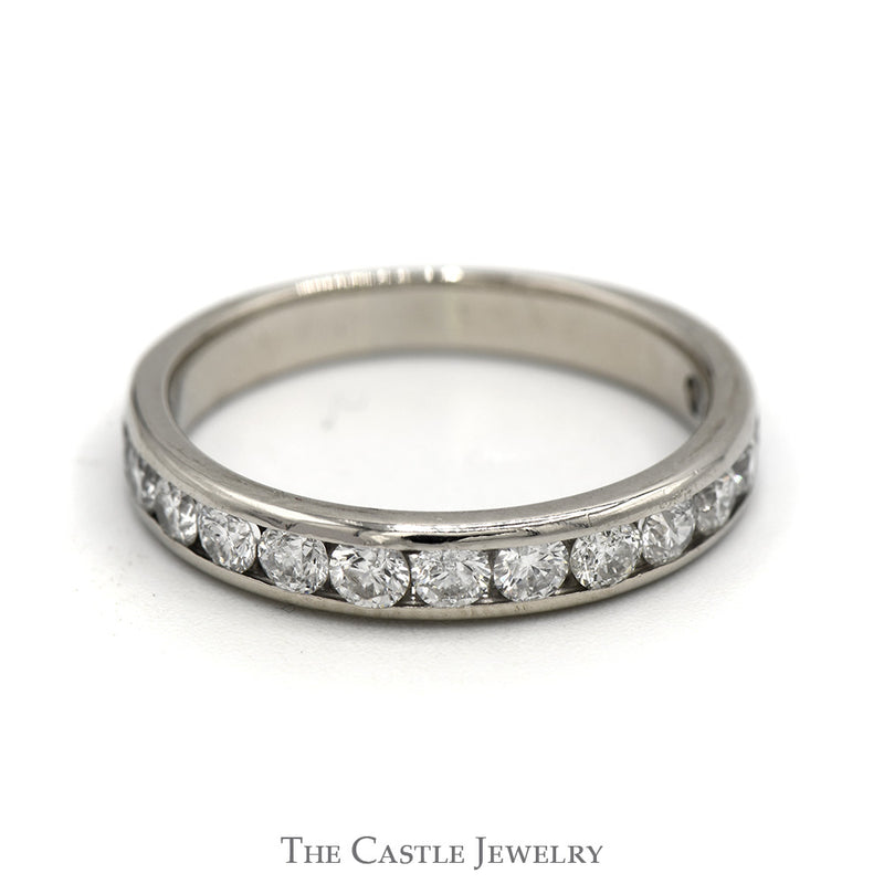 1cttw Channel Set Diamond Wedding Band in 14k White Gold