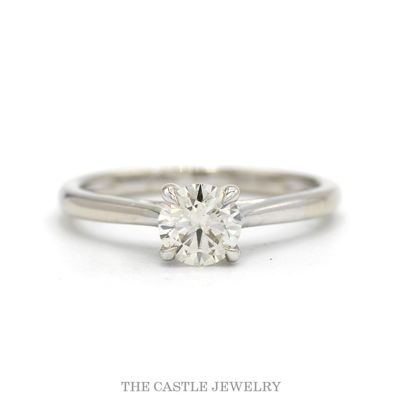 Lab Grown 3/4ct Round Brilliant Cut Diamond Solitaire Engagement Ring in 10k White Gold Cathedral Mount