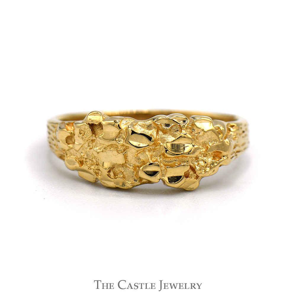 Textured Nugget Designed Ring in 10k Yellow Gold – The Castle Jewelry