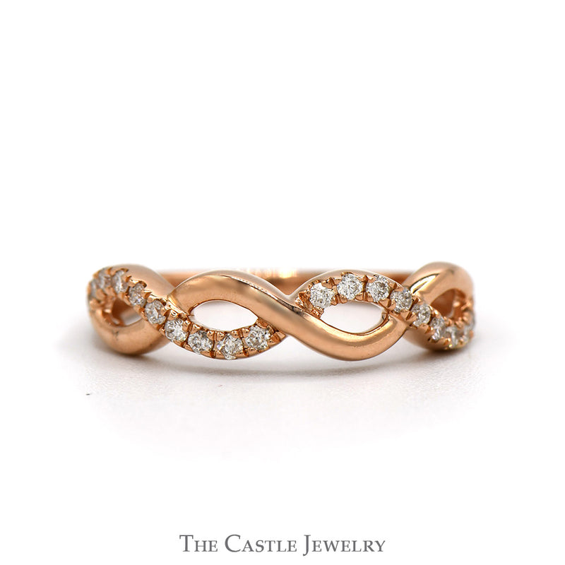 Diamond Accented Twisted Infinity Style Band in 14k Rose Gold