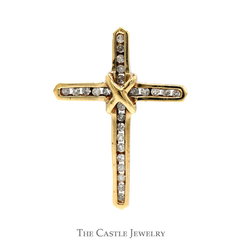1/4cttw Diamond Cross Pendant with "X" Design in 10k Yellow Gold