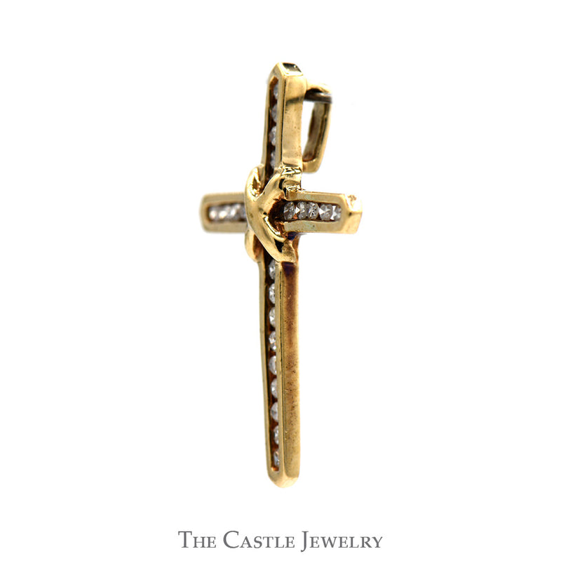 1/4cttw Diamond Cross Pendant with "X" Design in 10k Yellow Gold