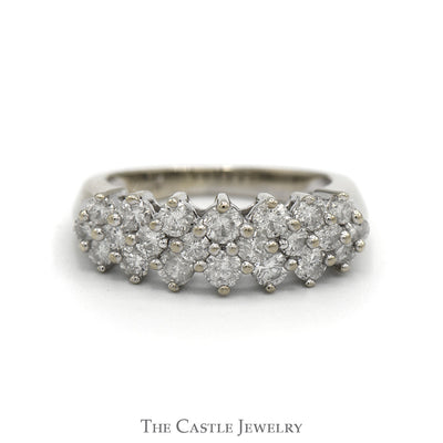 1cttw Round Diamond Cluster Band in 14k White Gold
