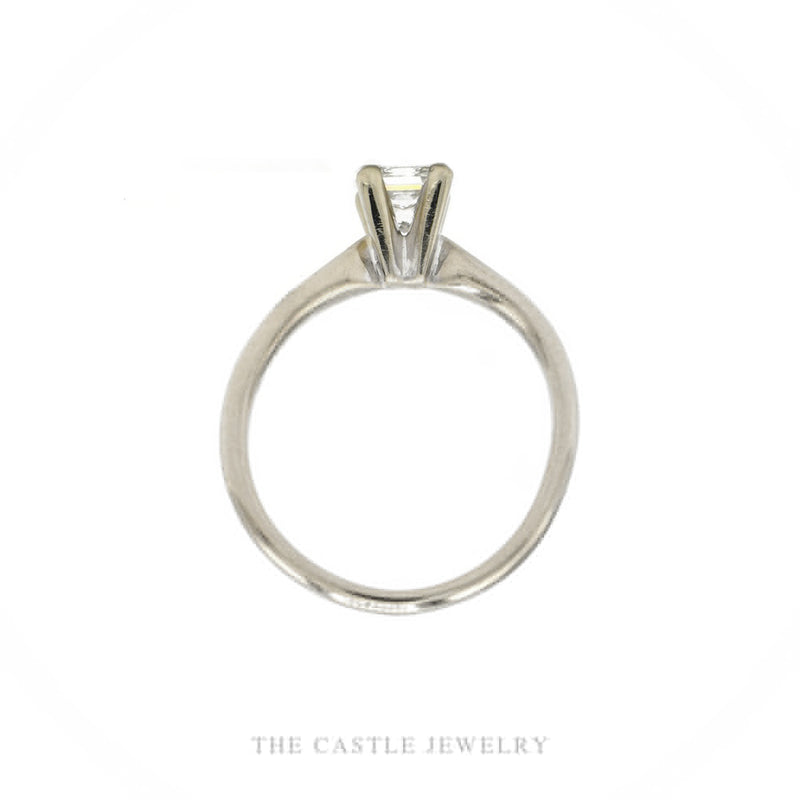 Front-facing view of the 14k white gold 0.55ct princess-cut diamond solitaire