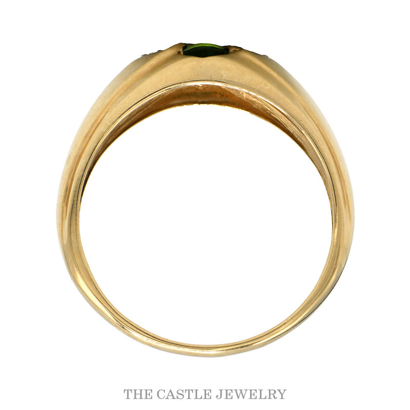 Front-facing view of the 10k yellow gold tourmaline ring