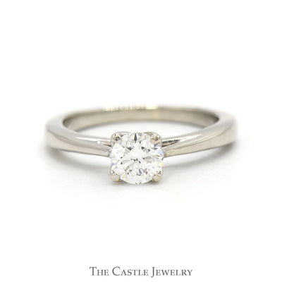 1/2ct Round Brilliant Cut Diamond Solitaire Engagement Ring in 10k White Gold 4 Prong Cathedral Mounting