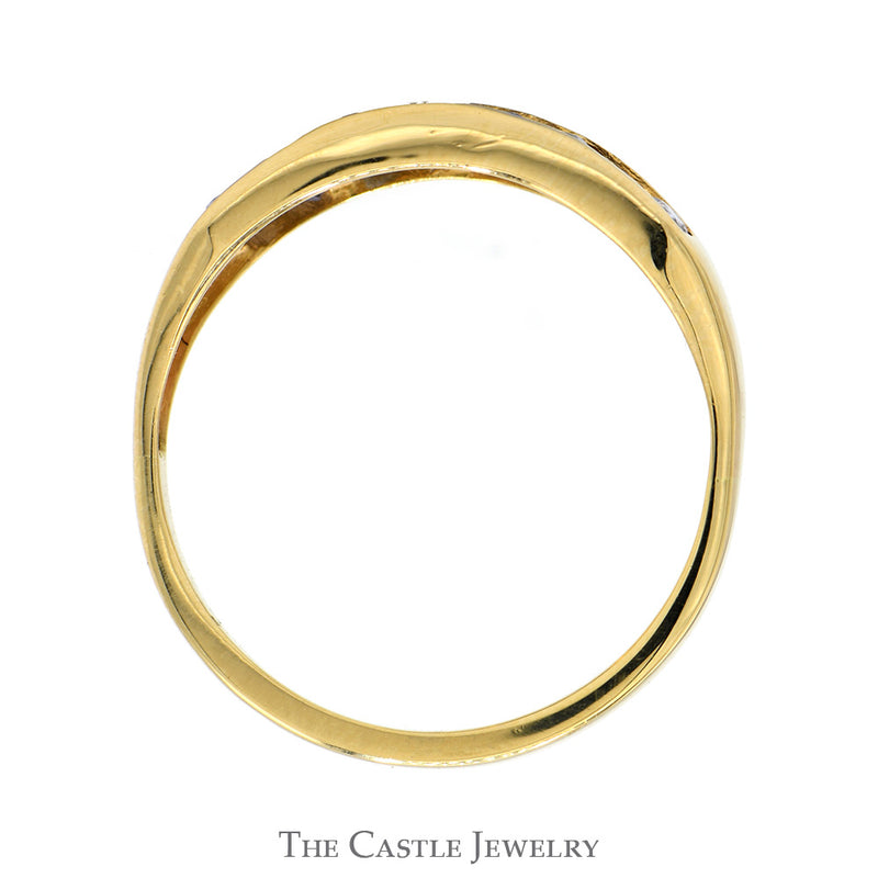 Double Row Channel Set Round Tanzanite Band in 14k Yellow Gold