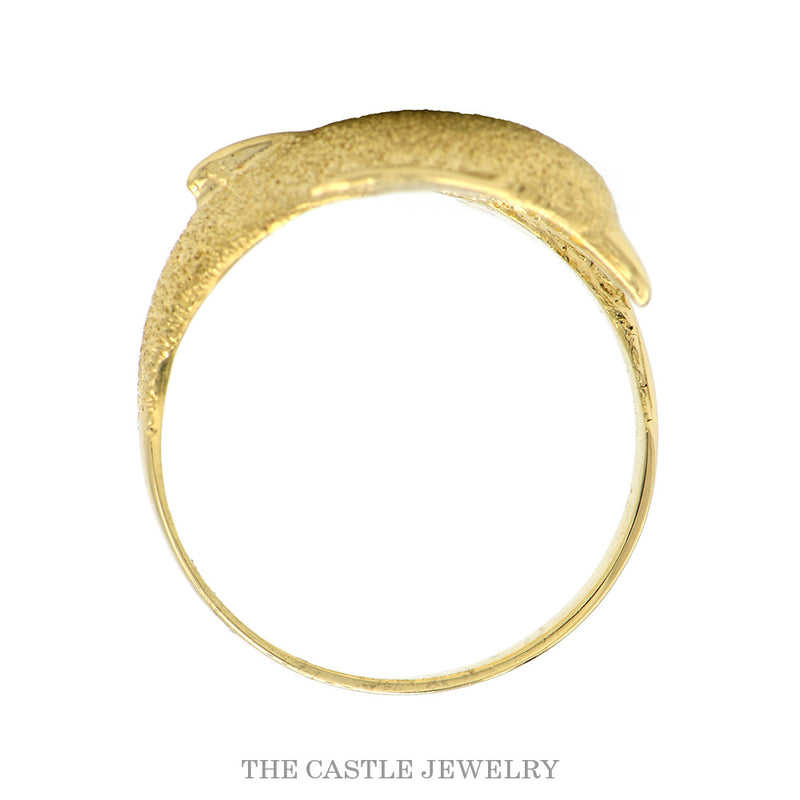 14k Yellow Gold Dolphin Designed Bypass Ring